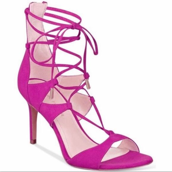 Marc Fisher Shoes - NEW Marc Fisher Size 8.5 Pink Faux Suede Lace Up Heeled Sandals